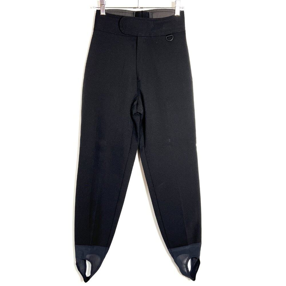 Vintage Schoeller Elite Ski Pants Size 6 Black Stirrup Snow Thermal USA Made